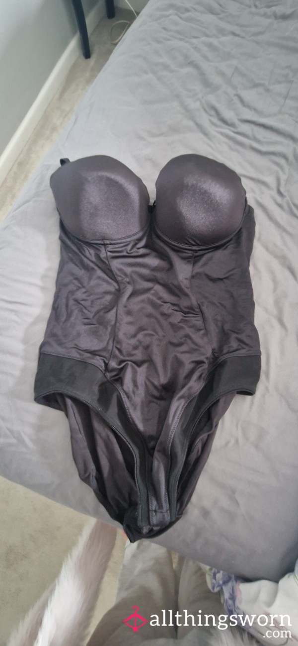 Black Silk Body Suit Uk Size 20