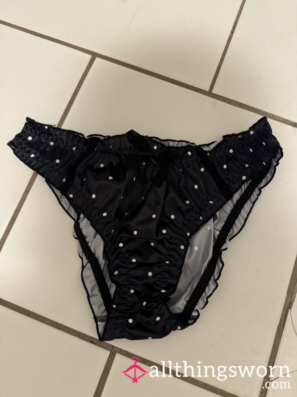 Black Silk Polka Dot Panties