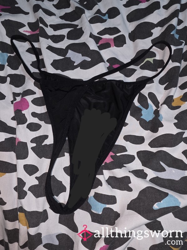 Black Silk Used Thong