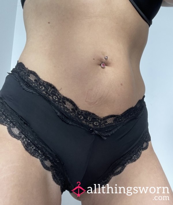 Worn Black Silky And Lace Brazillians