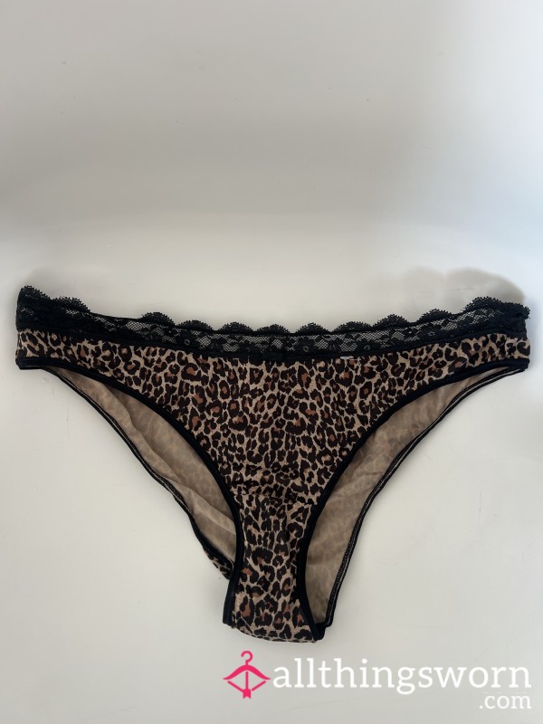 🐆 Black Silky Creamy Dreamy Leopard Print High-Waisted Panties | Worn For 24 Hours
