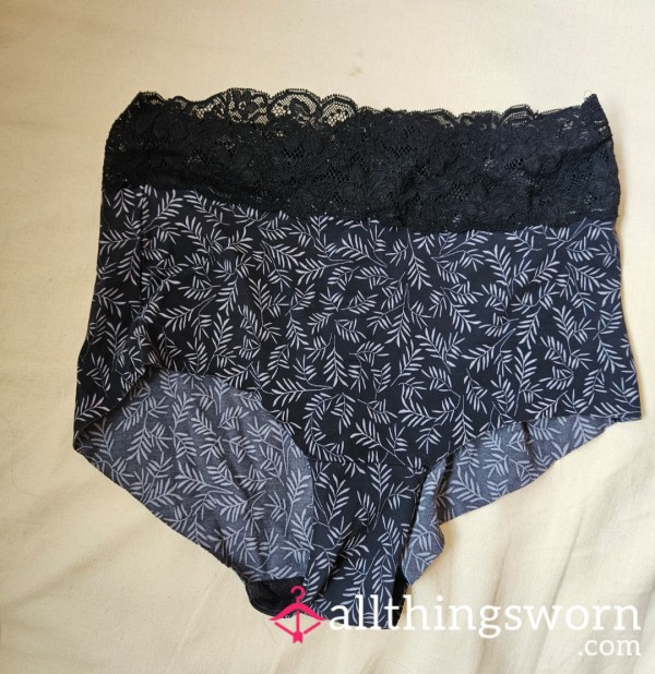 Black Silky Feel/lace Fullback Panties