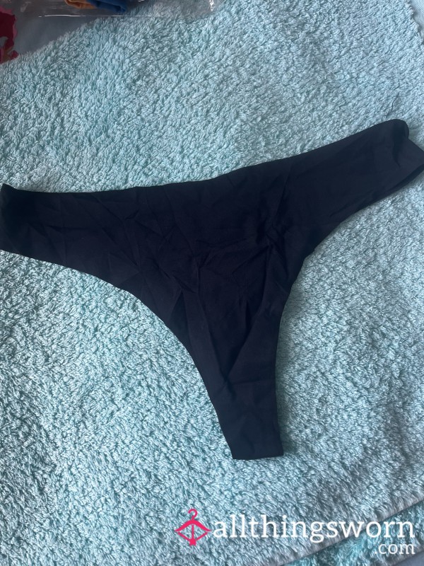 Black Silky Seamless Thongs