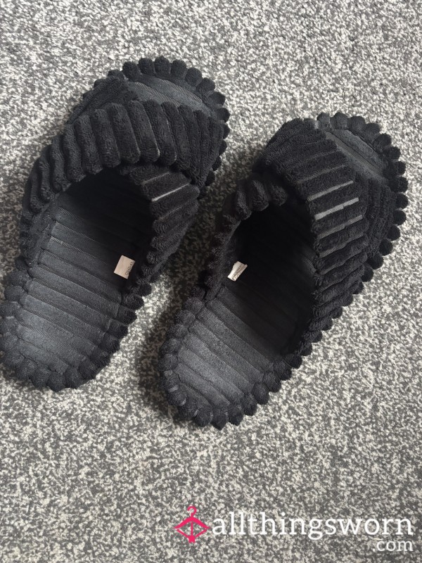 Black Slippers Worn Daily