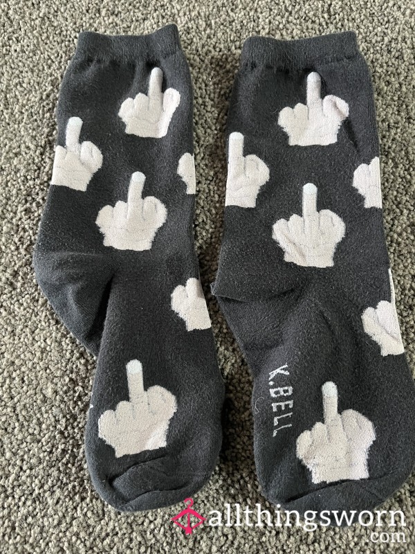 Black Socks With Middle Finger