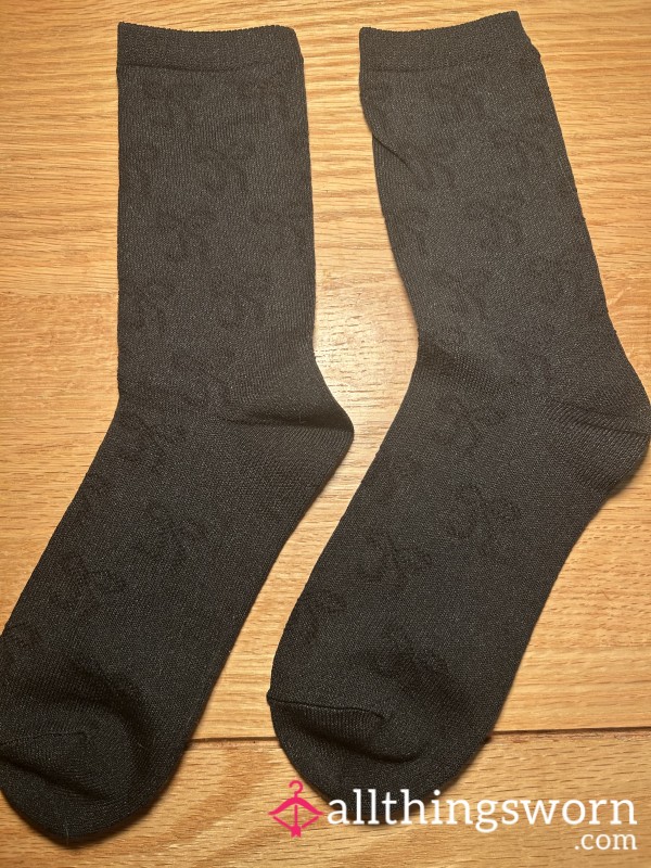 Black Socks With Pretty Bow Detailing + 48 Hour Wear And 3 Pictures
