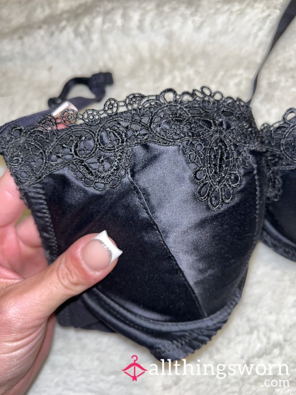 Black Soft Satin Bra 34b