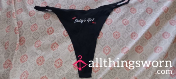 Black Spandex "Daddy's Girl" 💕 Thong Size- L