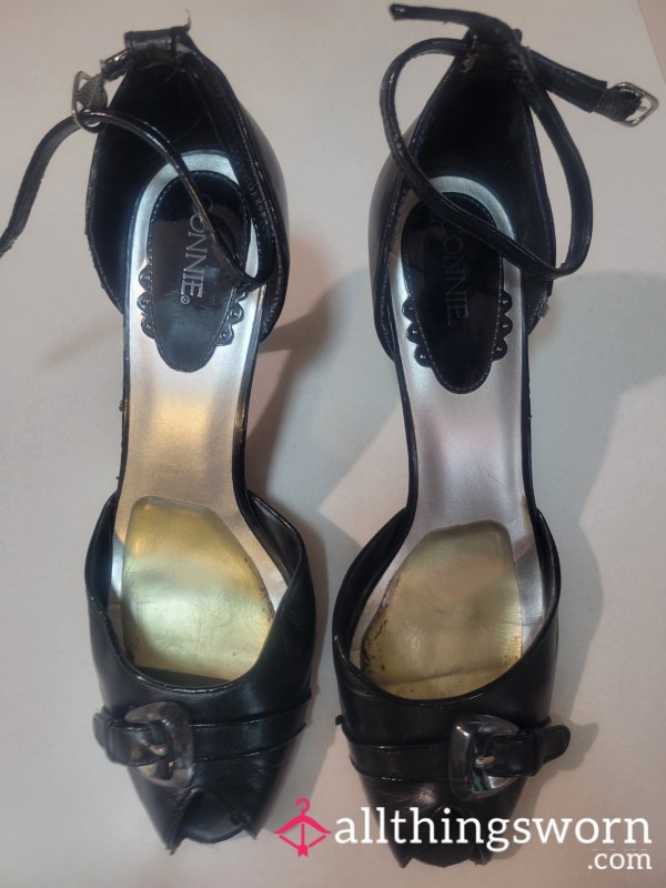 Black Stiletto High Heels - Destroyed Exterior And Interior - Size 11