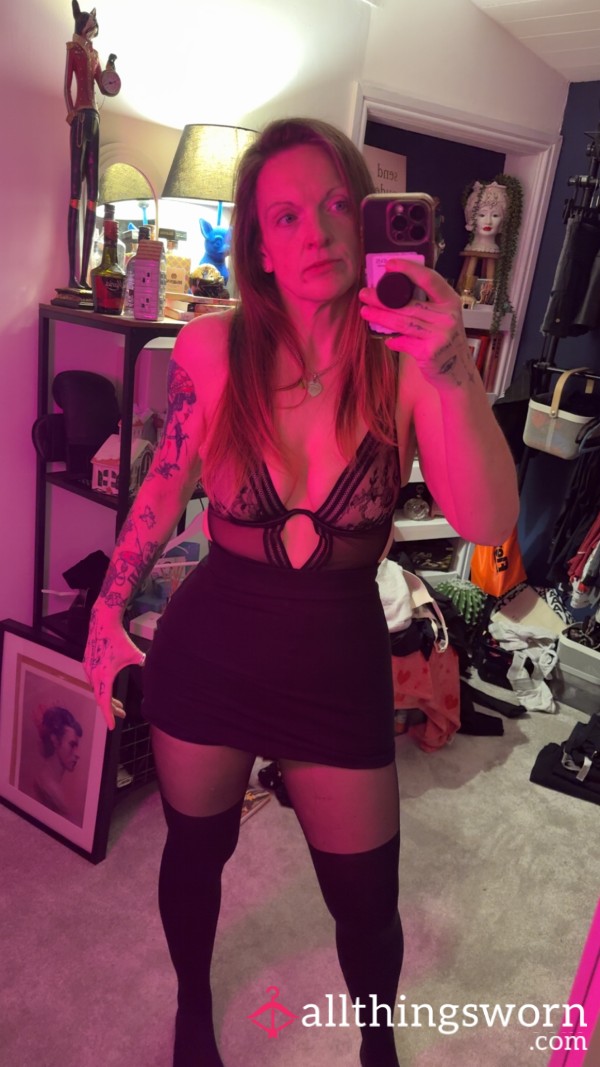 Black Stocking Illusion Tights - Worn For Single Day