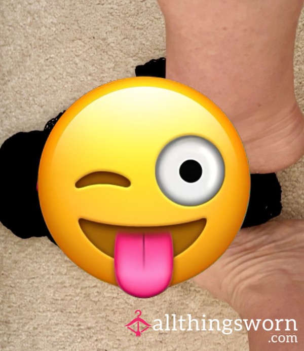 Photo Pack Of 10 Pictures - Black Stockings Foot Play 👣