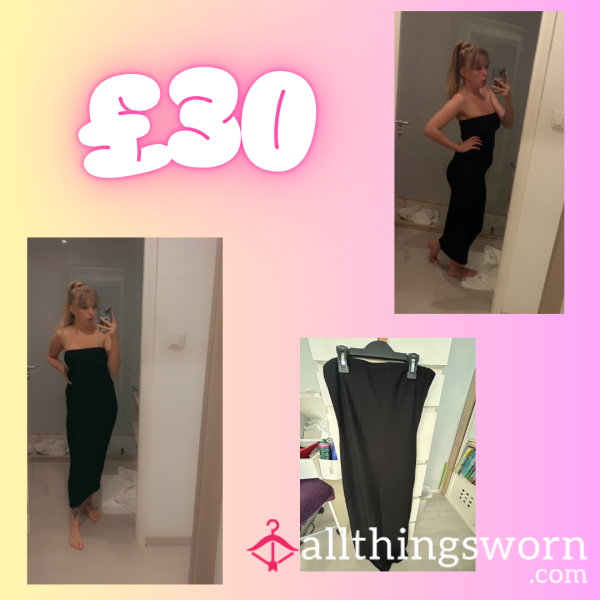 Black Strapless Maxi Dress.