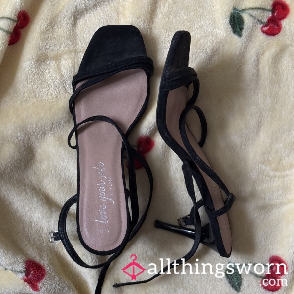 🖤 Black Strappy Heels - Uk Size 7