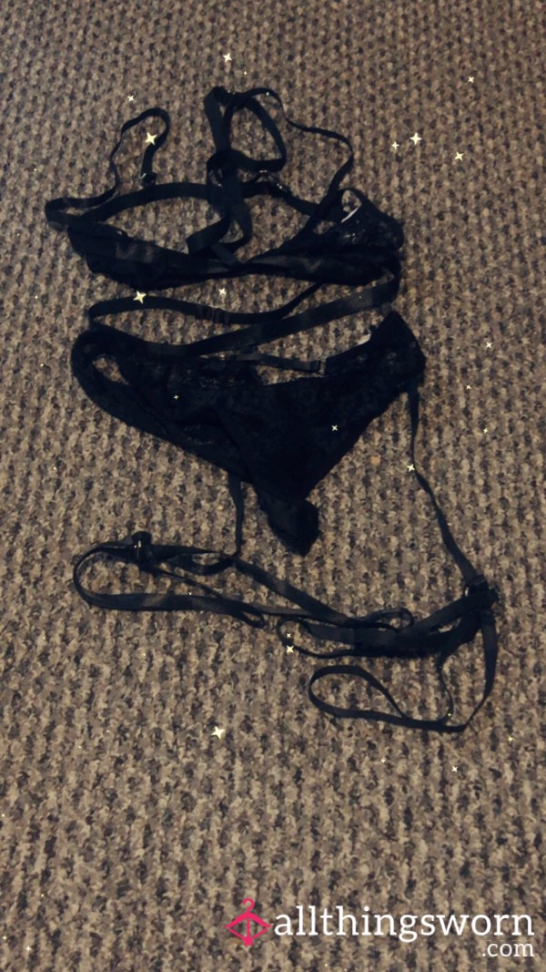 Black Strappy Lingerie With Panties