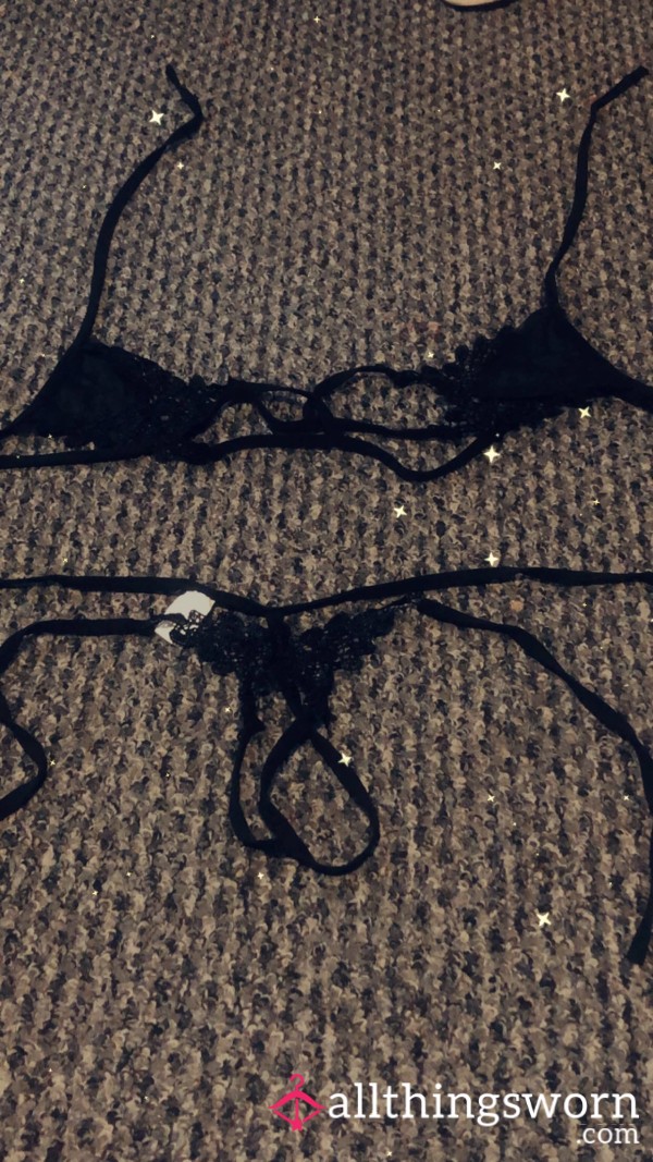Black Strappy Lingerie Without Panties