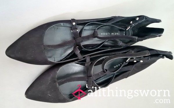 Black Strappy Low Heel Sandals