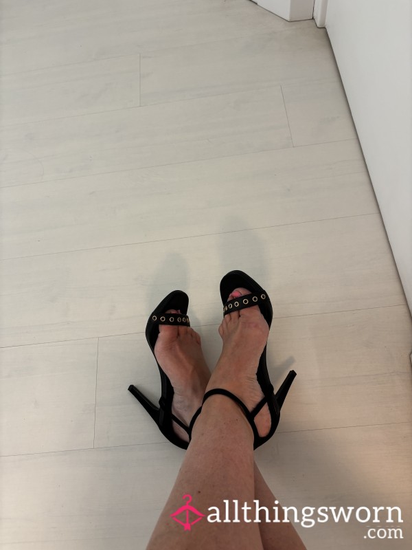 Black Strappy Stiletto Sandals