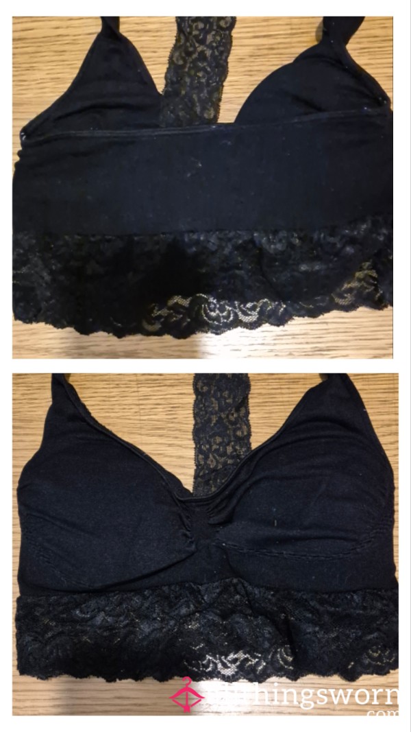 Black Stretchy Bra, Racer Back, Lace