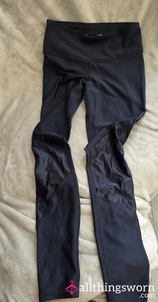 Black Stretchy Gym Leggings, Worn