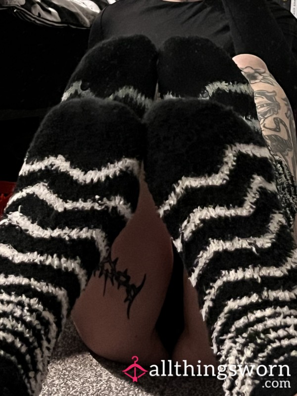 Black Striped Fluffy Socks