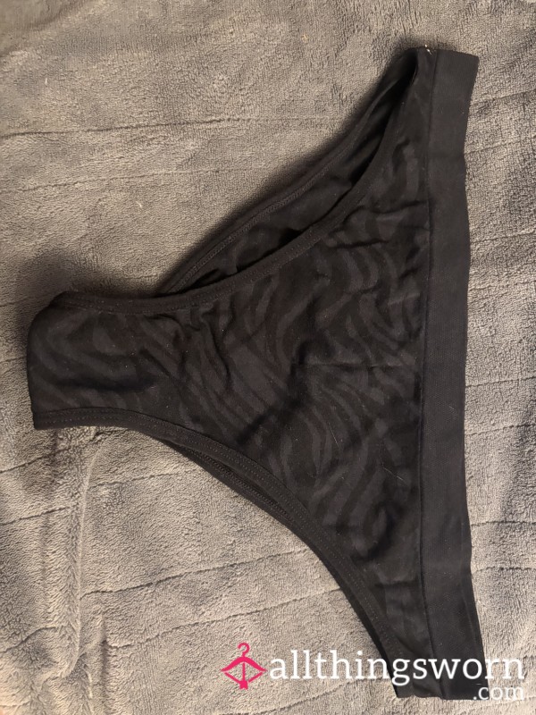 Black Striped Medium Panties