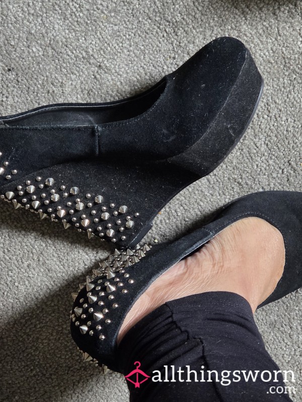 Black Studded Wedges| Size 6