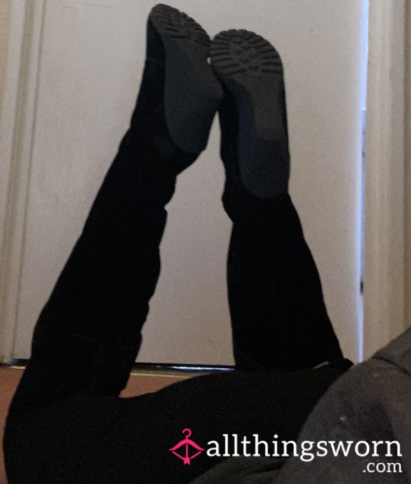 Black Suede Boots Available For Cleaning Duties