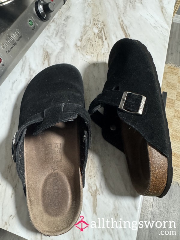 Black Suede Clogs