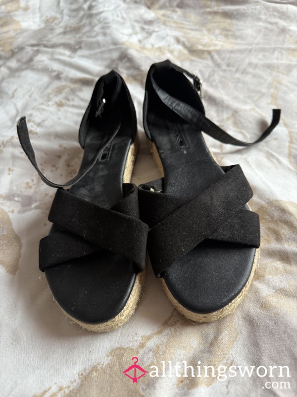 Black Suede Open Toe Sandals