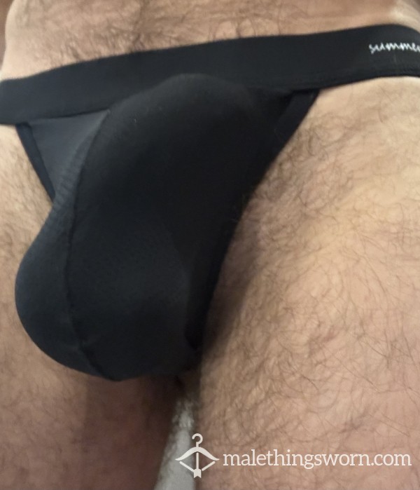 Black Sweaty Thong Worn At Gym