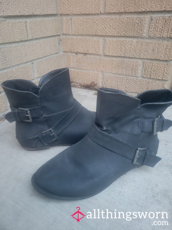 Black Synthetic Ankle Boots - Size 11