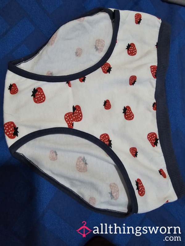 SOLDWhite Strawberry Teen Panties
