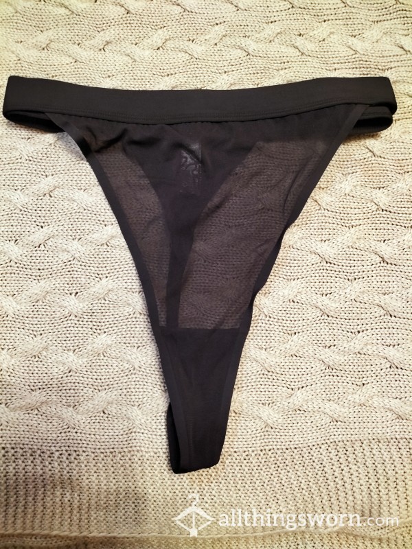 Black Thick Band Mesh Thong ..