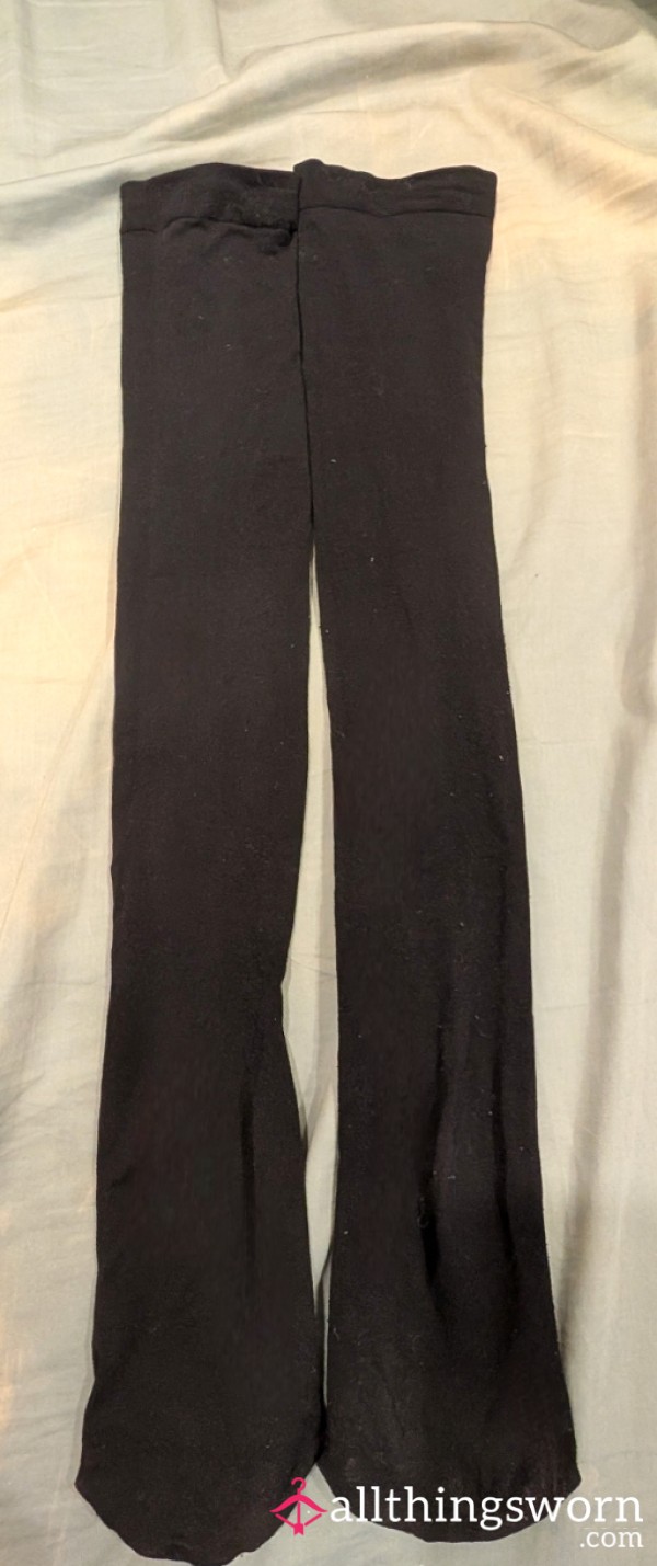 Black Thigh High Nylon Socks