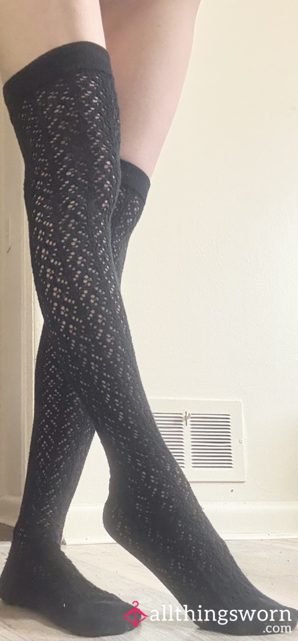 Black Thigh High Socks