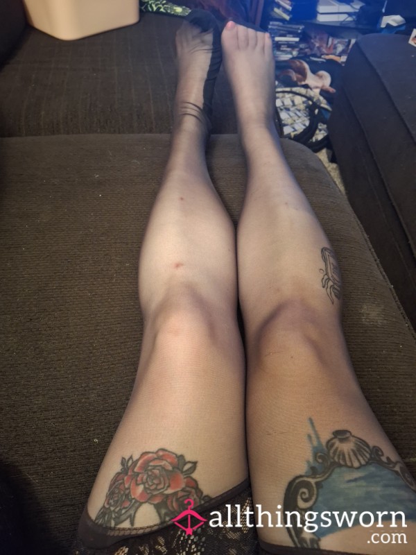 Black Thigh High Stockings With Lace