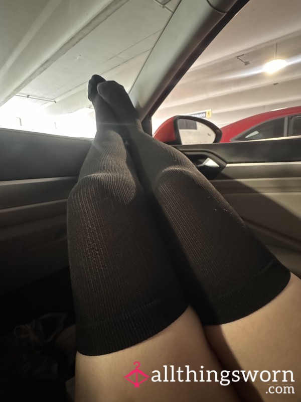 Black Thigh High Tight Socks