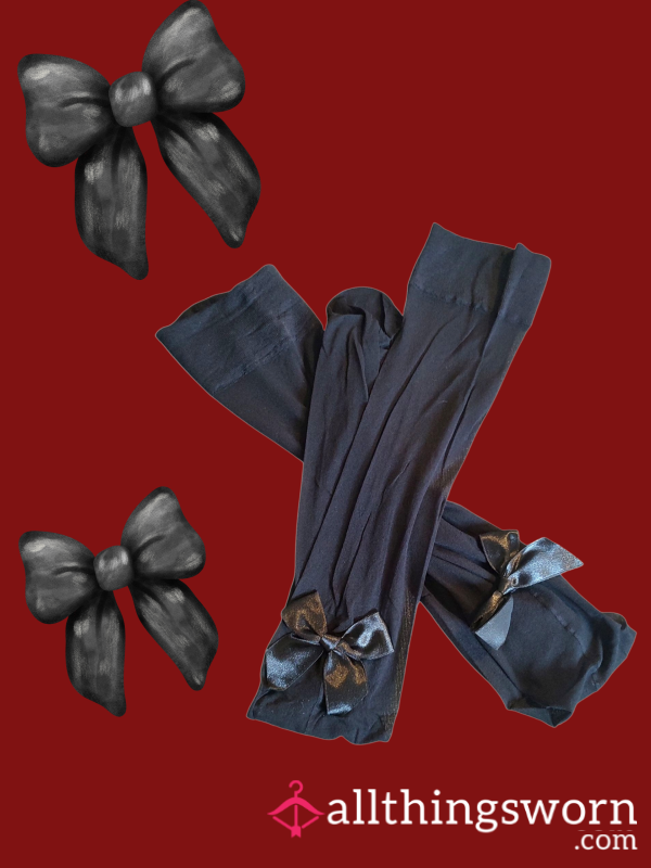 Black Thigh High With Bow Nylons