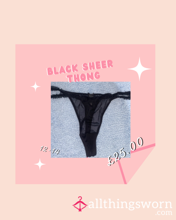 Black Sheer Thong With A Bow