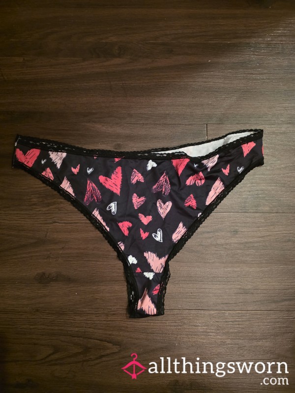 Black Thong With Hearts