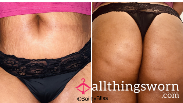 Black Thong With Lace - 48hrs Wear Included