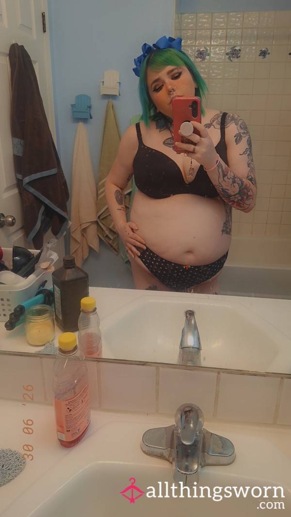 Black Thong With White Polka Dots