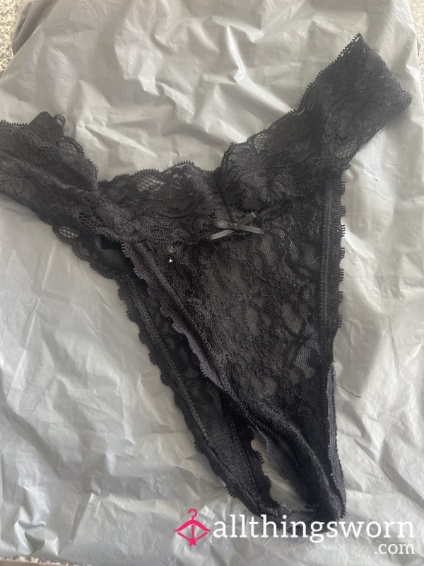 Black Thong -Worn 24 Hours