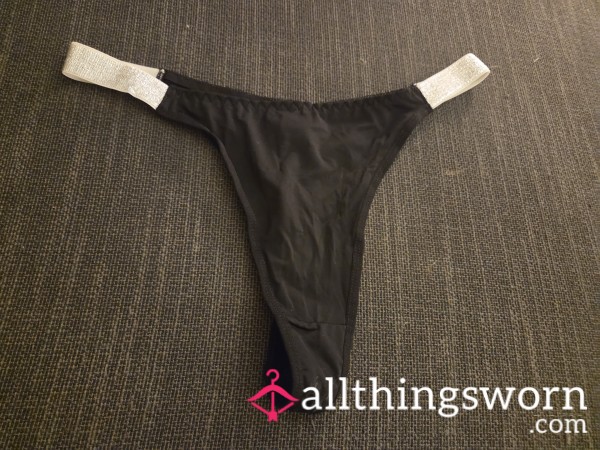 Black Thongs With Shiny Sides Size Large
