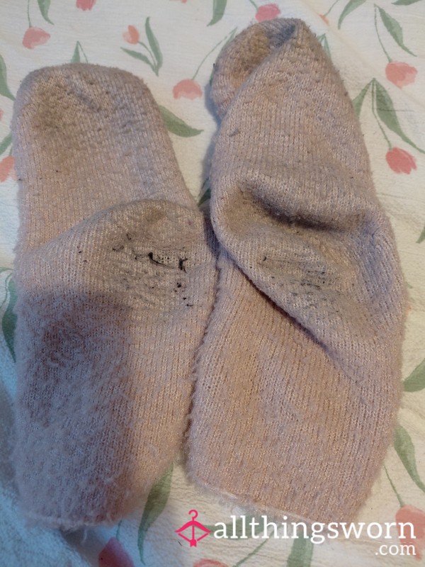 Bed And House Socks Worn Throughout The House Pink