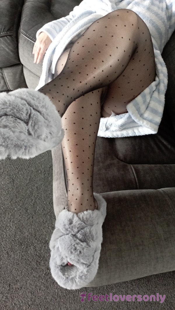 Black Tights & Fluffy Slippers