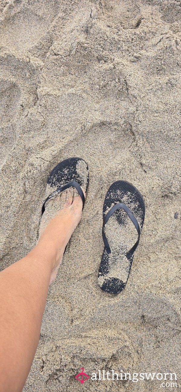 🔥 Black Used Flip Flops – Heat-Soaked & Well Worn 🔥