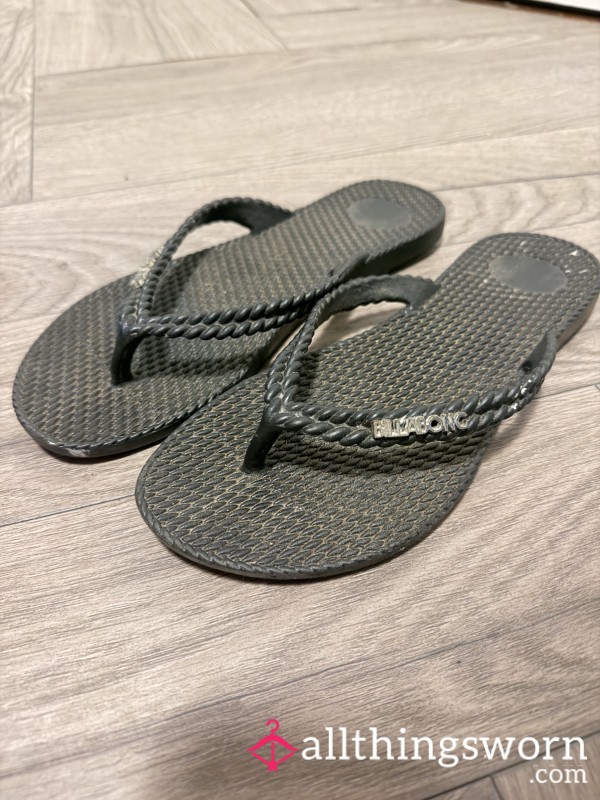 Black Used Well Worn Dirty Old Sandals
