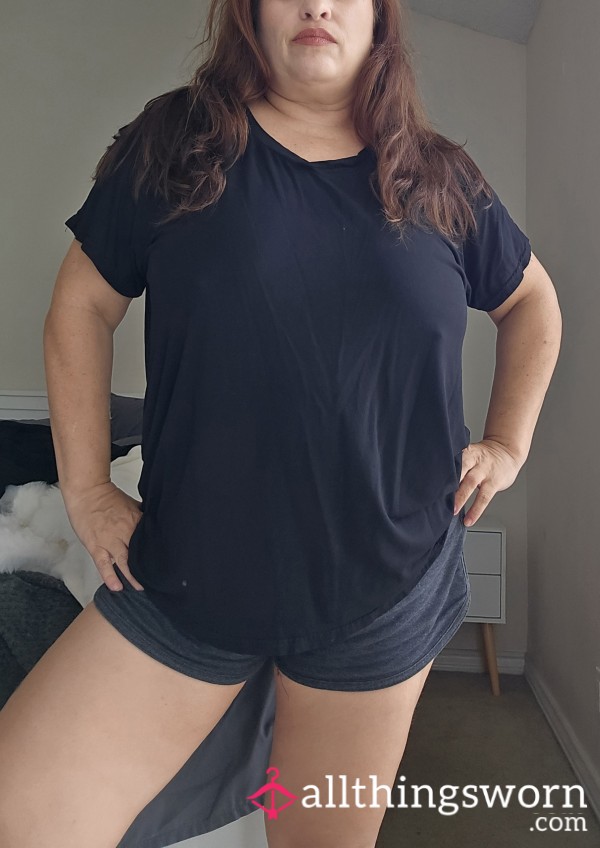 Black V Neck Oversized Tee Shirt