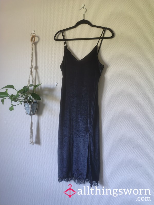 Black Velvet Long Dress, Medium Size